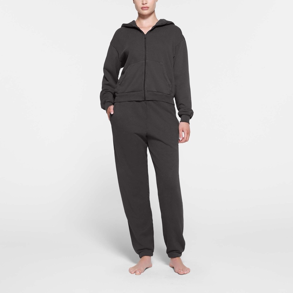 Skims Charcoal Ash Gray Classic Full Zip Up Hoodie French Terry Medium